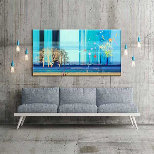 Modern Soyut Şehir ve Ağaç Siluetleri Kanvas Tablo 4402