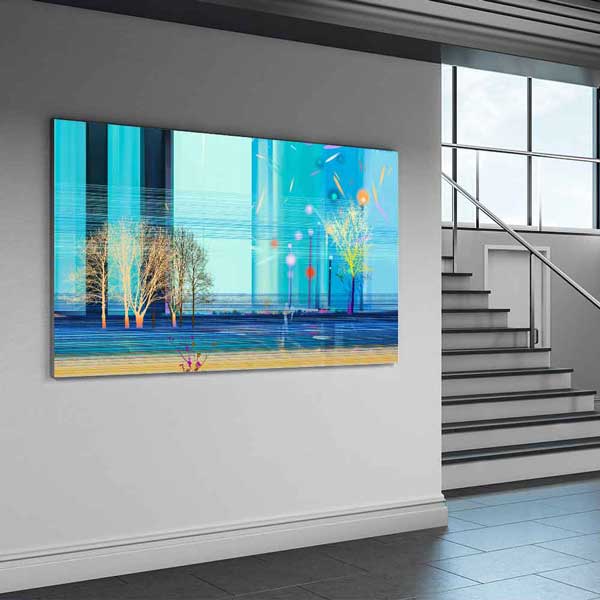 Modern Soyut Şehir ve Ağaç Siluetleri Kanvas Tablo 4402