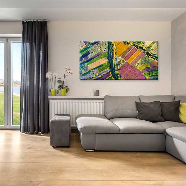 Renkli Tarım Parselleri Havadan Görünüm Manzarası Kanvas Tablo 4695