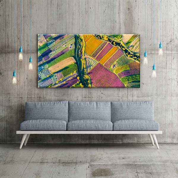 Renkli Tarım Parselleri Havadan Görünüm Manzarası Kanvas Tablo 4695