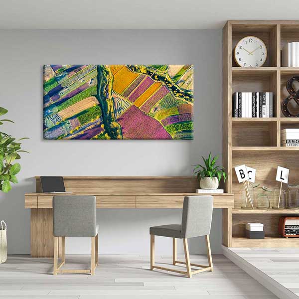 Renkli Tarım Parselleri Havadan Görünüm Manzarası Kanvas Tablo 4695