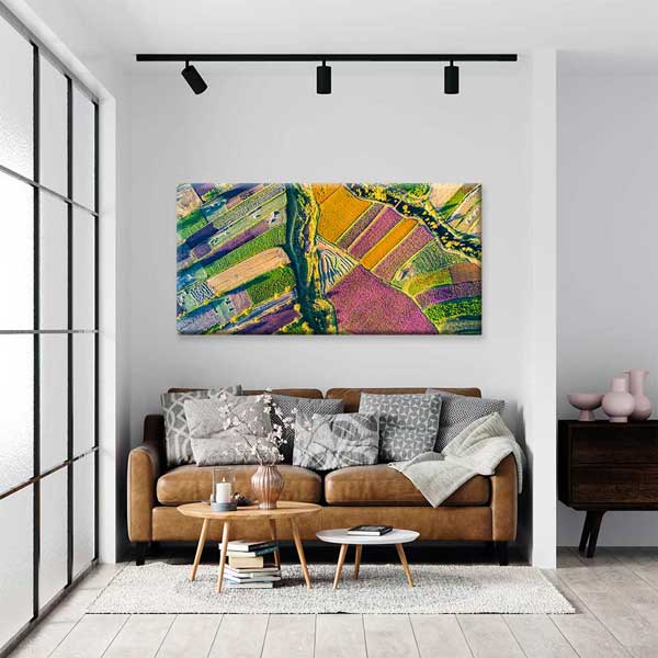 Renkli Tarım Parselleri Havadan Görünüm Manzarası Kanvas Tablo 4695