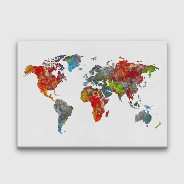 Renk Geçişli Modern Dünya Haritası Kanvas Tablo 5103