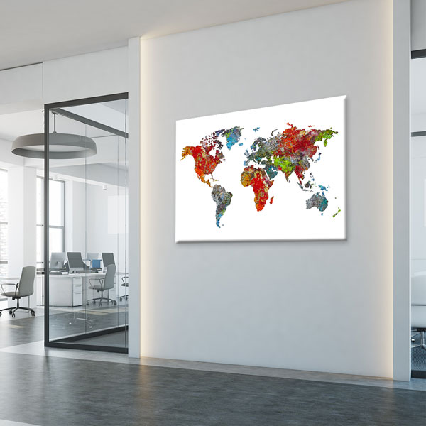 Renk Geçişli Modern Dünya Haritası Kanvas Tablo 5103