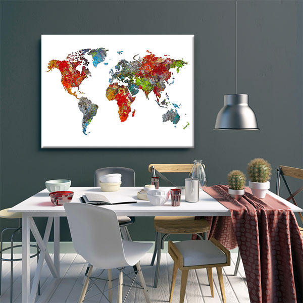 Renk Geçişli Modern Dünya Haritası Kanvas Tablo 5103