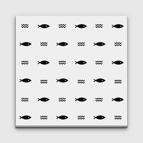 Minimal Balık ve Dalga Deseni Deniz Temalı Duvar Tablosu 4597