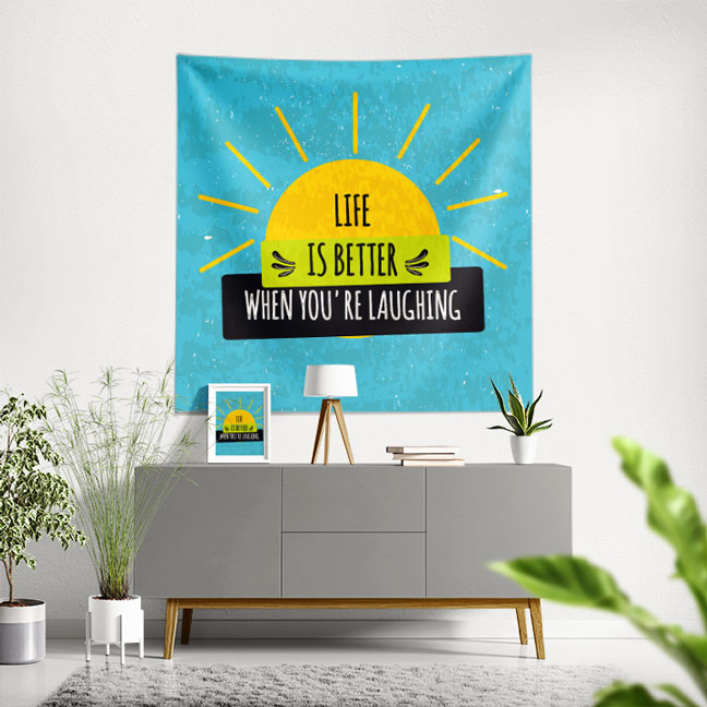 Motivasyon Duvar Örtüsü - Life is Better Laughing 7619