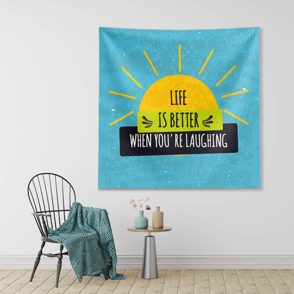 Motivasyon Duvar Örtüsü - Life is Better Laughing 7619