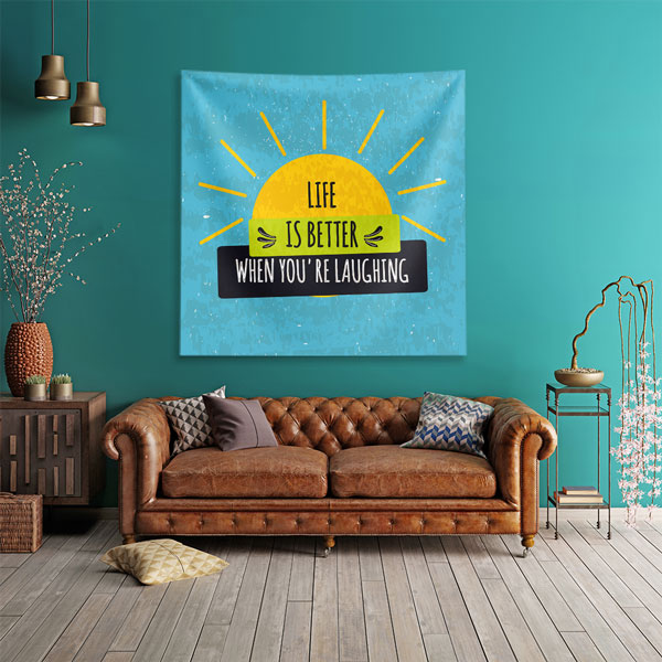 Motivasyon Duvar Örtüsü - Life is Better Laughing 7619