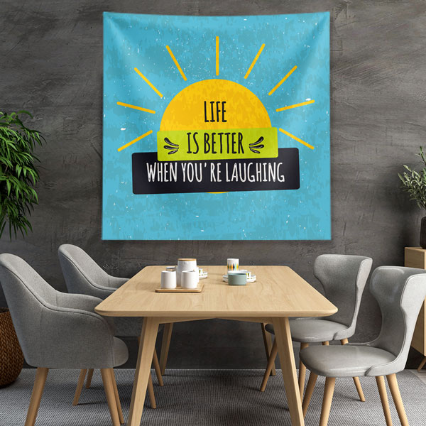 Motivasyon Duvar Örtüsü - Life is Better Laughing 7619