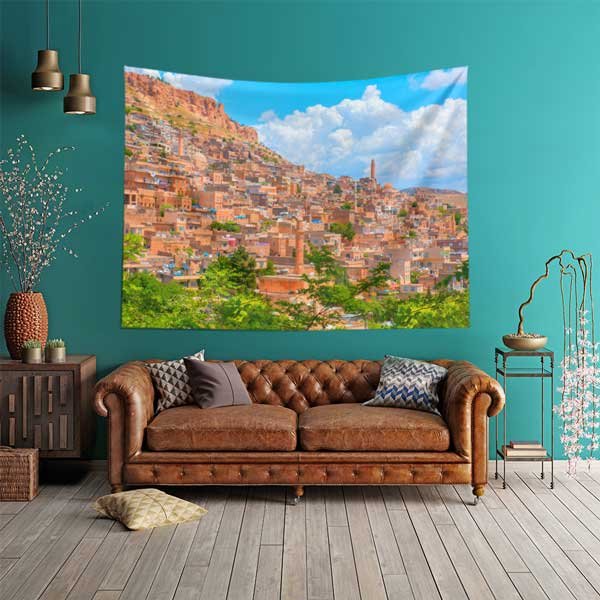 Güneydoğu ve Doğu Anadolu Yerleşim Dokusu Duvar Örtüsü Kumaş Baskı 11663