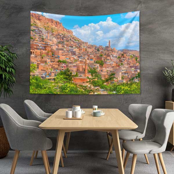 Güneydoğu ve Doğu Anadolu Yerleşim Dokusu Duvar Örtüsü Kumaş Baskı 11663