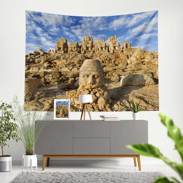 Nemrut Dağı Anıtsal Heykelleri Duvar Örtüsü Kumaş Baskı 11665