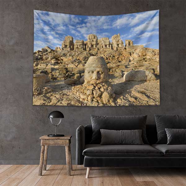 Nemrut Dağı Anıtsal Heykelleri Duvar Örtüsü Kumaş Baskı 11665