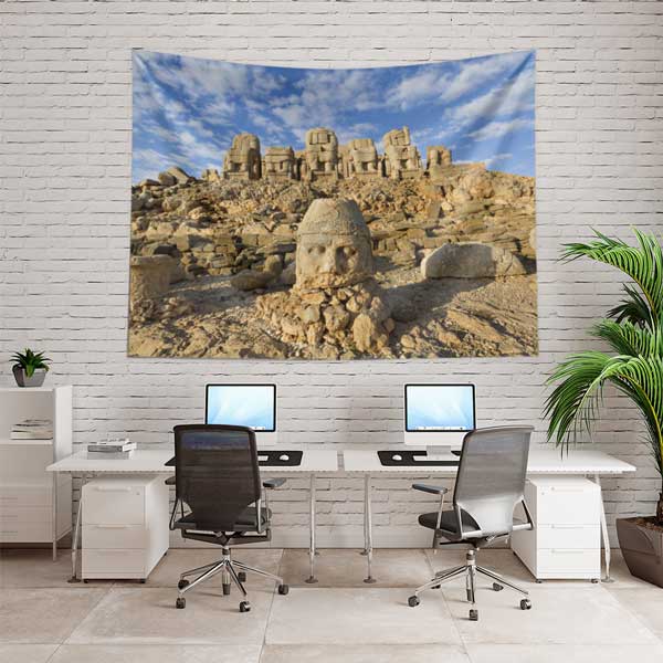 Nemrut Dağı Anıtsal Heykelleri Duvar Örtüsü Kumaş Baskı 11665