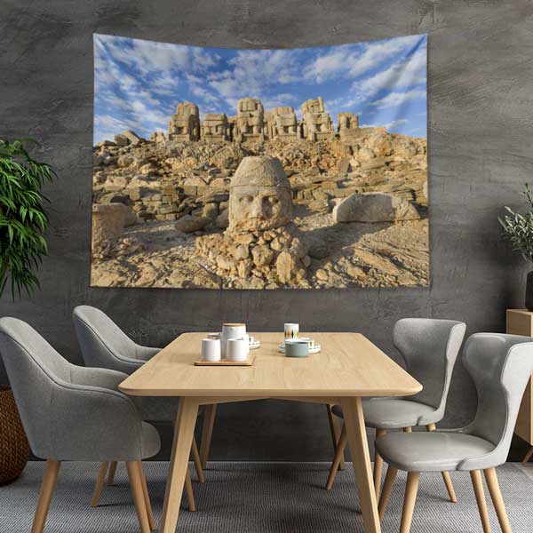 Nemrut Dağı Anıtsal Heykelleri Duvar Örtüsü Kumaş Baskı 11665