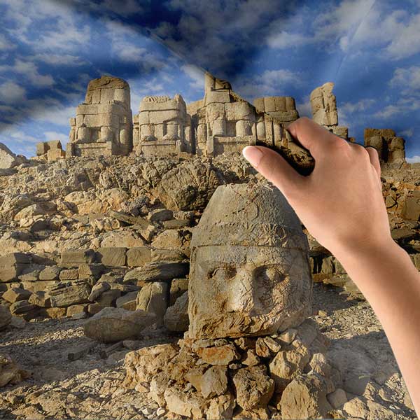 Nemrut Dağı Anıtsal Heykelleri Duvar Örtüsü Kumaş Baskı 11665