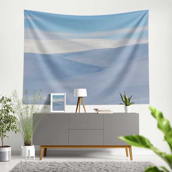 Minimal Mavi Doğa Manzarası Duvar Örtüsü Kumaş Baskı 11666