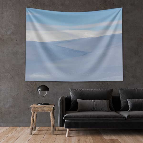 Minimal Mavi Doğa Manzarası Duvar Örtüsü Kumaş Baskı 11666