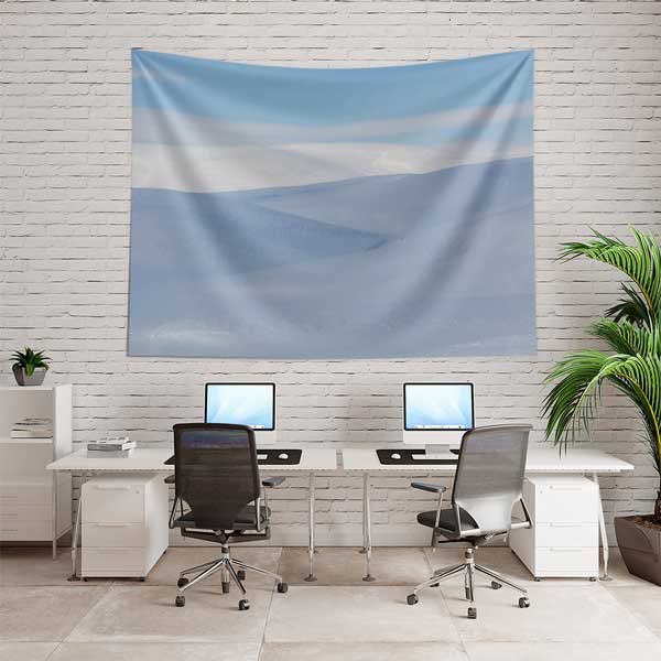 Minimal Mavi Doğa Manzarası Duvar Örtüsü Kumaş Baskı 11666