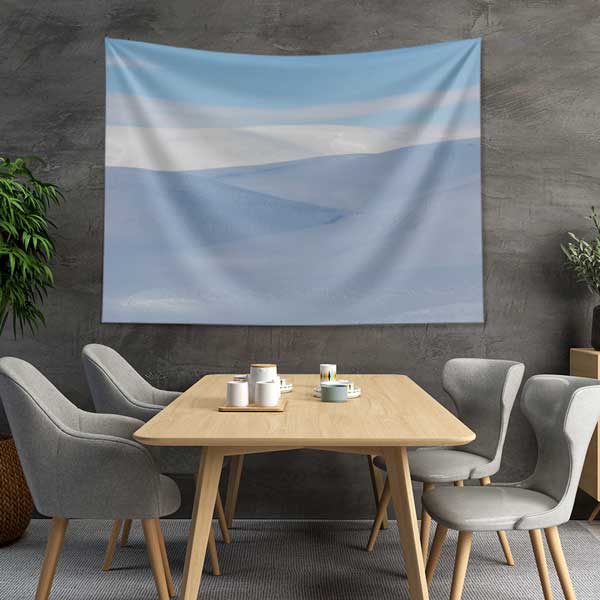 Minimal Mavi Doğa Manzarası Duvar Örtüsü Kumaş Baskı 11666