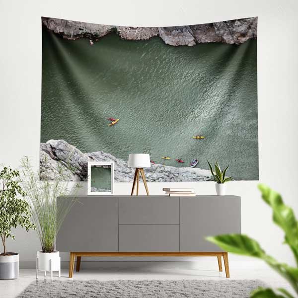 Kanyon Nehri ve Kano Manzarası Duvar Örtüsü Kumaş Baskı 11667