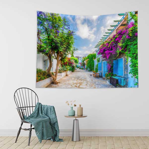 Renkli Akdeniz Sokağı Manzarası Duvar Örtüsü 11670