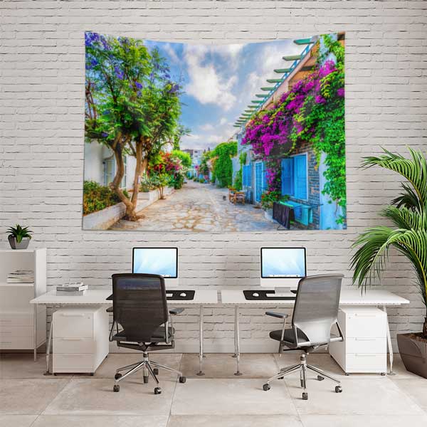 Renkli Akdeniz Sokağı Manzarası Duvar Örtüsü 11670