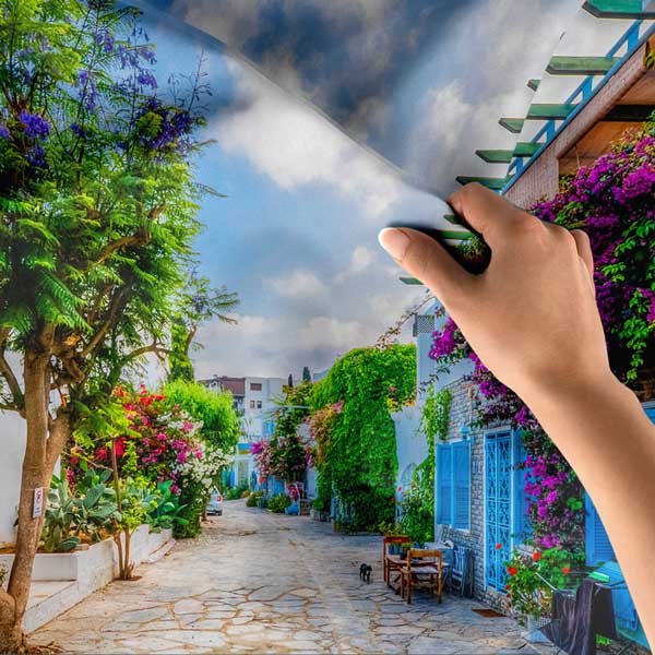 Renkli Akdeniz Sokağı Manzarası Duvar Örtüsü 11670