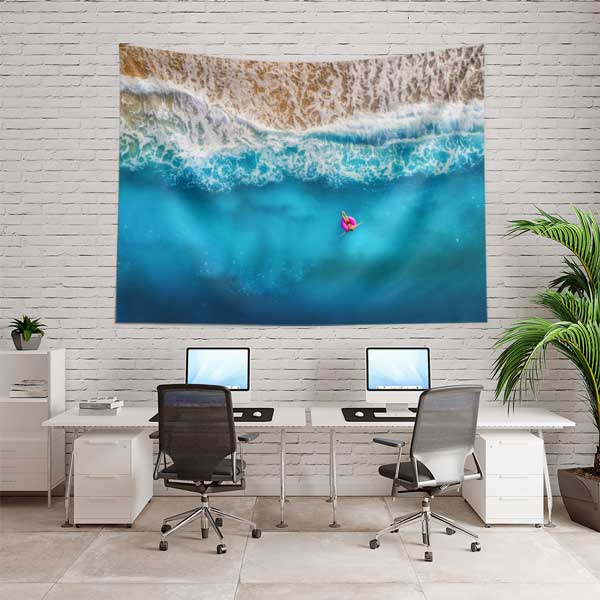 tapestry-wall-art-11673-03 Turkuaz Deniz ve Dalgalar Üstten Görünüm Duvar Örtüsü 11673