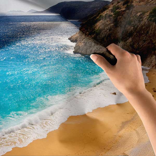 tapestry-wall-art-11675-05 Turkuaz Deniz ve Altın Kumsal Sahil Manzarası Duvar Örtüsü 11675