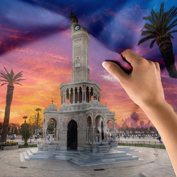 Gün Batımında Tarihi Saat Kulesi Manzarası Duvar Örtüsü 11679
