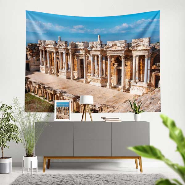 Antik Roma Sütunlu Cephe Yapıları Manzarası Duvar Örtüsü 11691