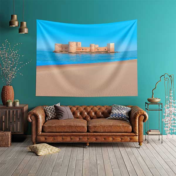 Deniz Kıyısında Tarihi Kale Manzarası Duvar Örtüsü 11692