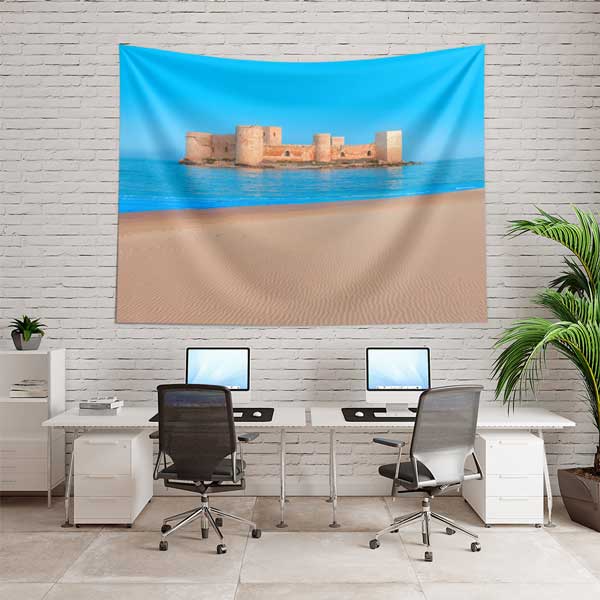 Deniz Kıyısında Tarihi Kale Manzarası Duvar Örtüsü 11692