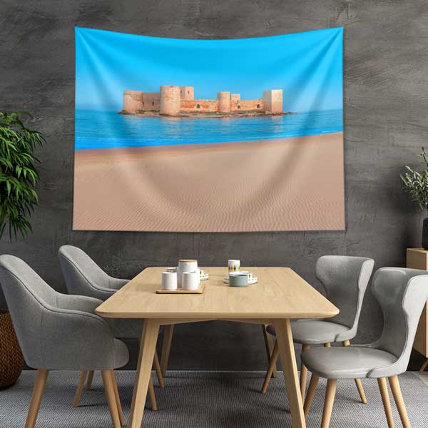 Deniz Kıyısında Tarihi Kale Manzarası Duvar Örtüsü 11692