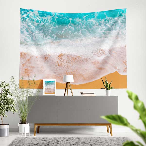 tapestry-wall-art-11697-00 Dalgalı Deniz ve Kumsal Üstten Bakış Duvar Örtüsü 11697