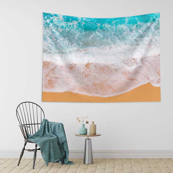 tapestry-wall-art-11697-02 Dalgalı Deniz ve Kumsal Üstten Bakış Duvar Örtüsü 11697