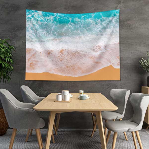 tapestry-wall-art-11697-03 Dalgalı Deniz ve Kumsal Üstten Bakış Duvar Örtüsü 11697