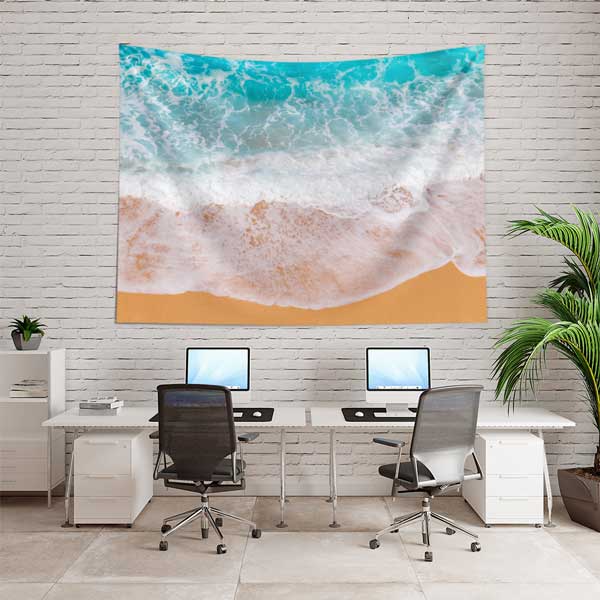 tapestry-wall-art-11697-04 Dalgalı Deniz ve Kumsal Üstten Bakış Duvar Örtüsü 11697