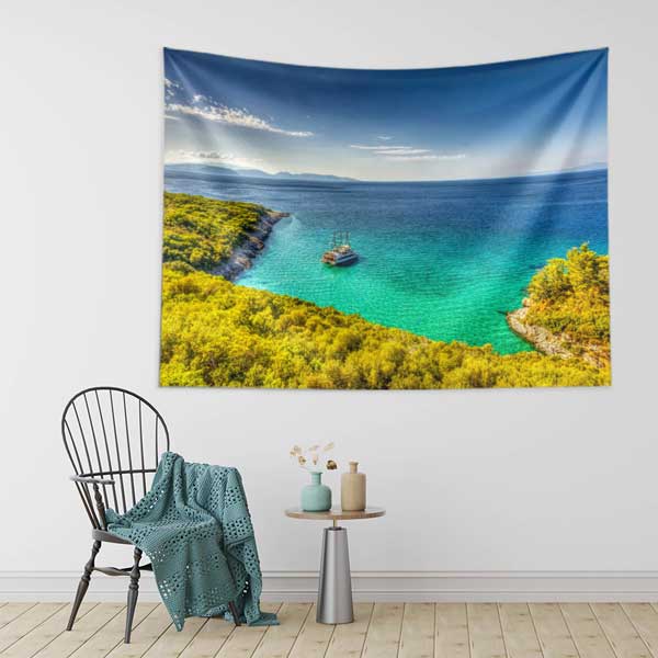 Turkuaz Koy ve Doğa Manzarası Duvar Örtüsü 11701