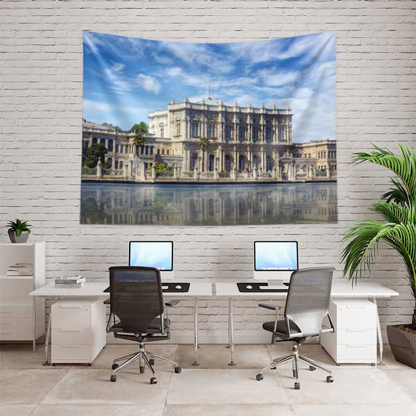 Dolmabahçe Sarayı Cephe Manzarası İstanbul Duvar Örtüsü Kumaş Baskı 11738