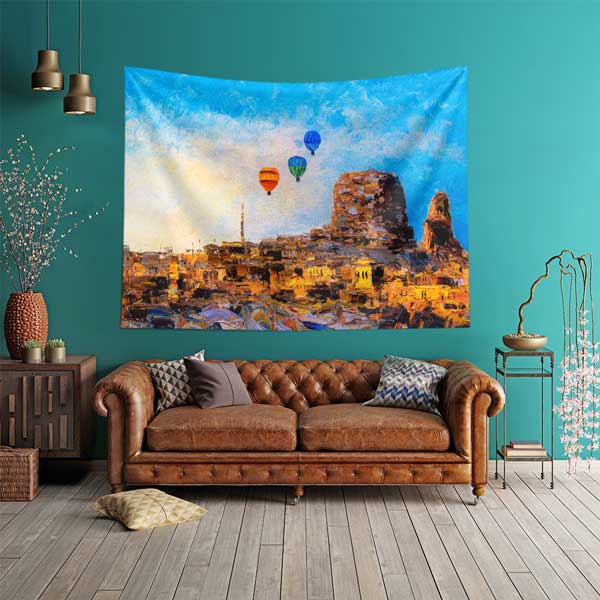 Kapadokya Kaya Şehri Sanatsal Duvar Örtüsü 11746