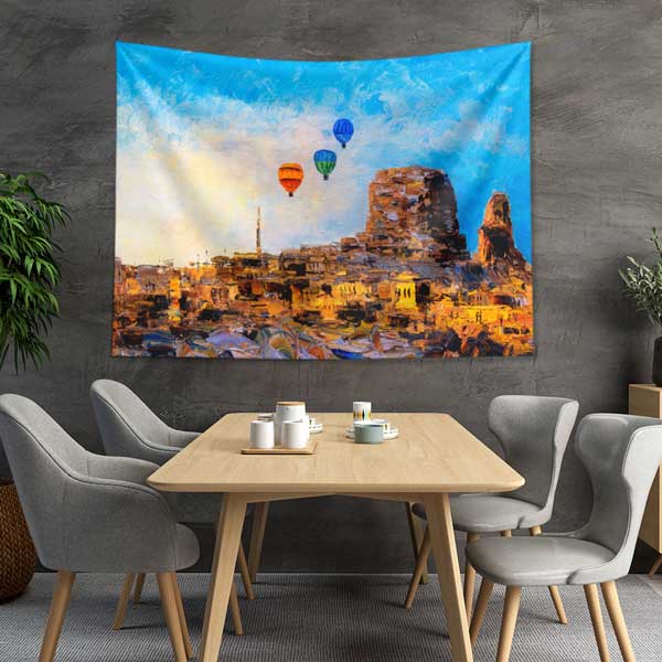 Kapadokya Kaya Şehri Sanatsal Duvar Örtüsü 11746