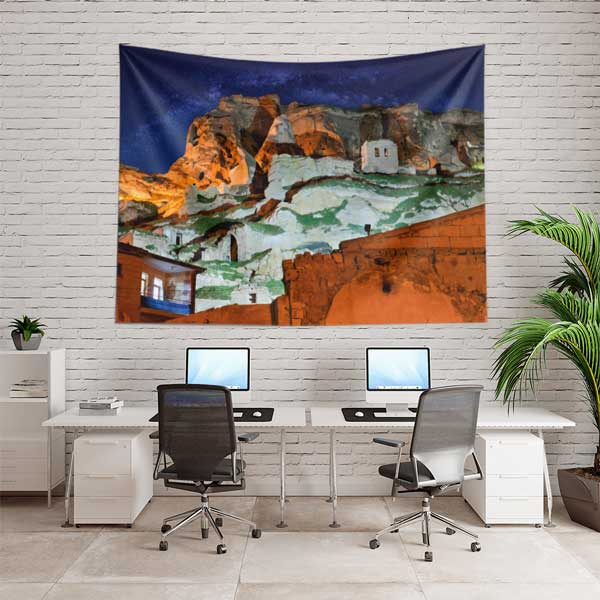 tapestry-wall-art-11753-04 Kapadokya Kaya Yerleşimi Gece Duvar Örtüsü 11753
