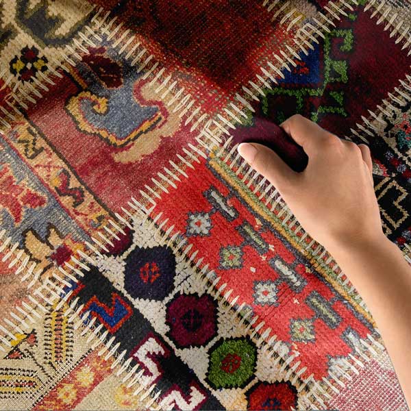 Patchwork Anadolu Kilim Desenli Duvar Örtüsü Kumaş Baskı 11775