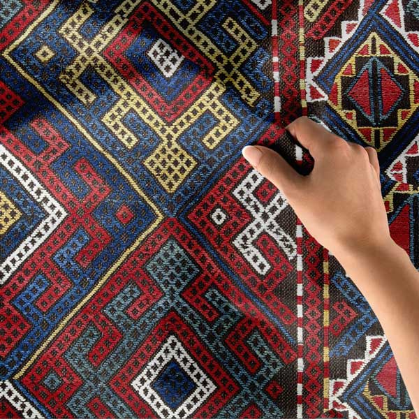 Anadolu Kilim Motifli Geometrik Desenli Duvar Örtüsü Kumaş Baskı 11776