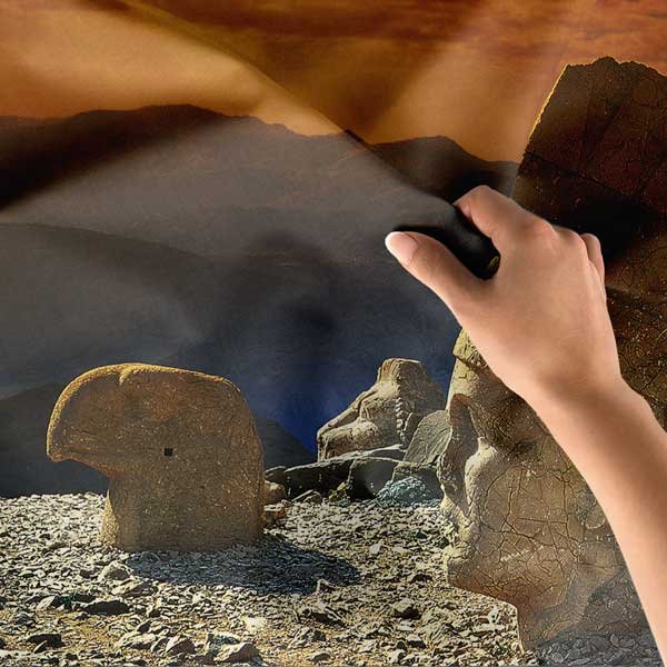 Nemrut Dağı Gün Batımı Taş Heykel Manzarası Duvar Örtüsü Kumaş Baskı 11809