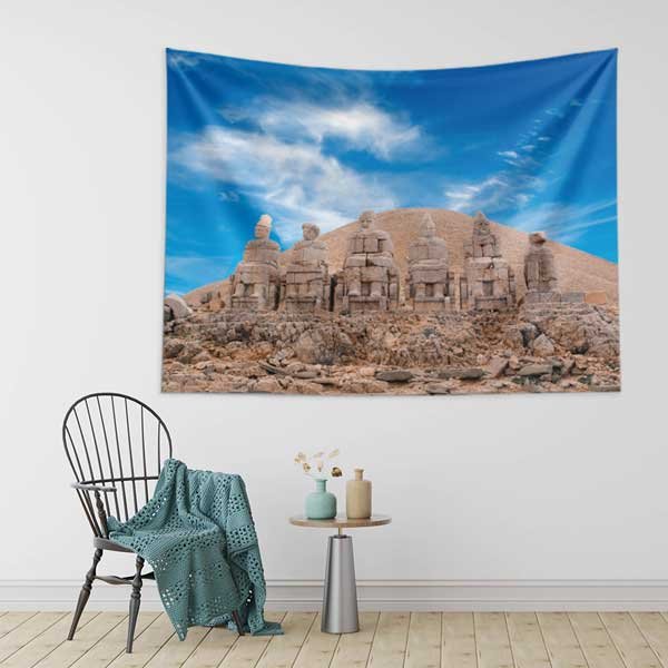 Nemrut Dağı Anıtsal Tanrı Heykelleri Duvar Örtüsü Kumaş Baskı 11810