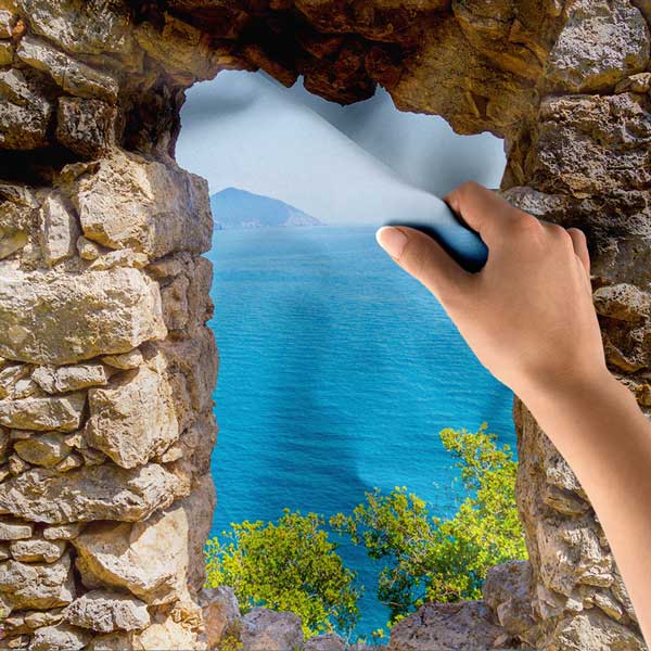 Deniz Manzaralı Taş Pencere Duvar Örtüsü 11812